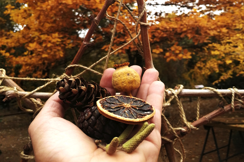 Árboles de navidad con elementos de la naturaleza